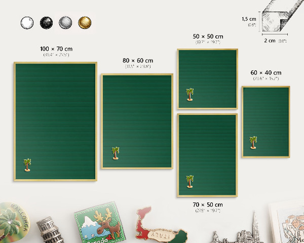 Tableau pour aimants cadre doré Rayures vertes