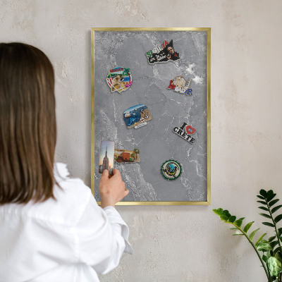 Tableau pour aimants cadre doré Marbre gris