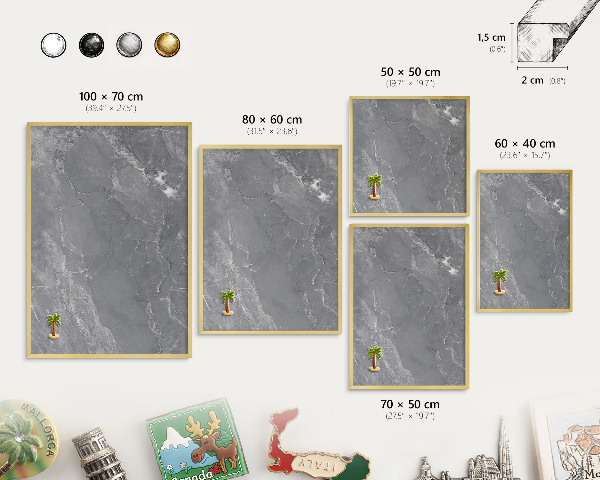 Tableau pour aimants cadre doré Marbre gris