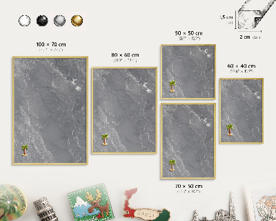 Tableau pour aimants cadre doré Marbre gris