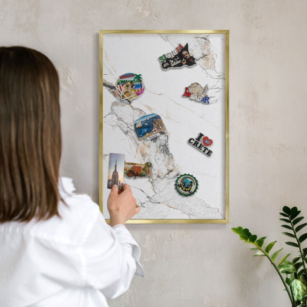 Tableau magnétique avec cadre de couleur dorée Effet marbre
