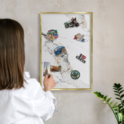 Tableau magnétique avec cadre de couleur dorée Effet marbre