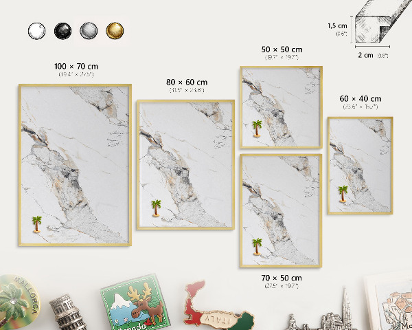 Tableau magnétique avec cadre de couleur dorée Effet marbre