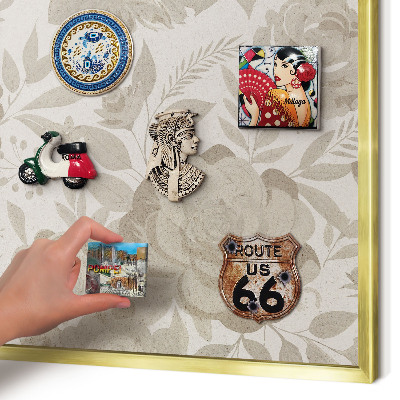 Tableau magnétique avec cadre de couleur dorée Fleurs vintage