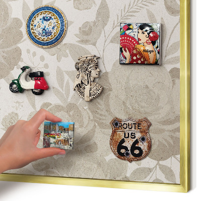 Tableau magnétique avec cadre de couleur dorée Fleurs vintage