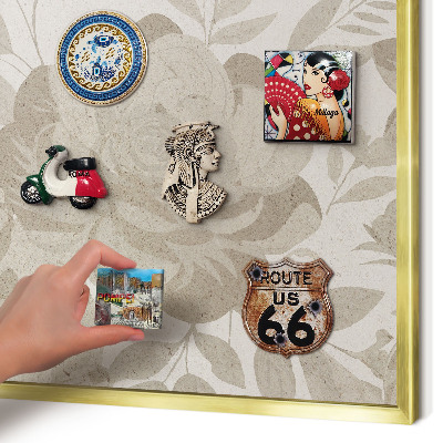 Tableau magnétique avec cadre de couleur dorée Fleurs vintage