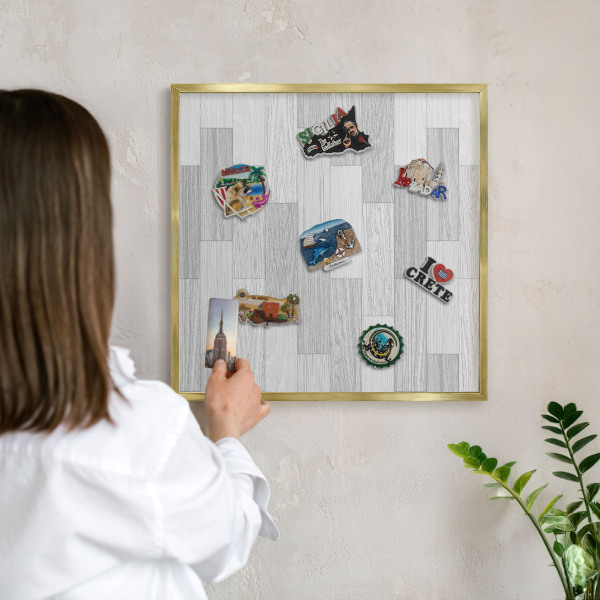 Tableau pour aimants cadre doré Texture bois