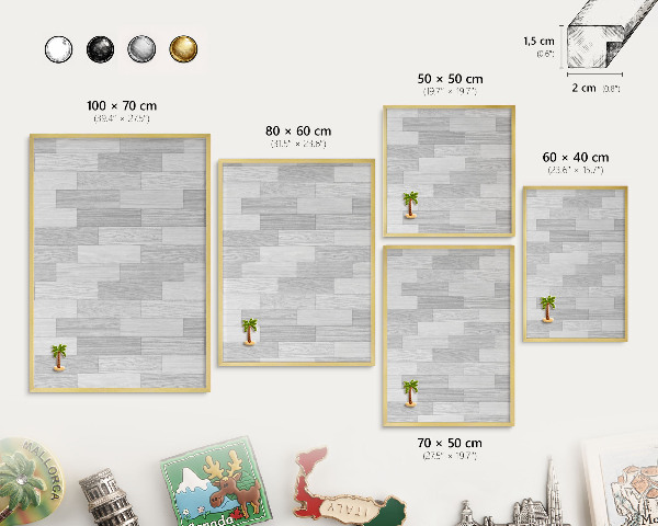 Tableau pour aimants cadre doré Texture bois