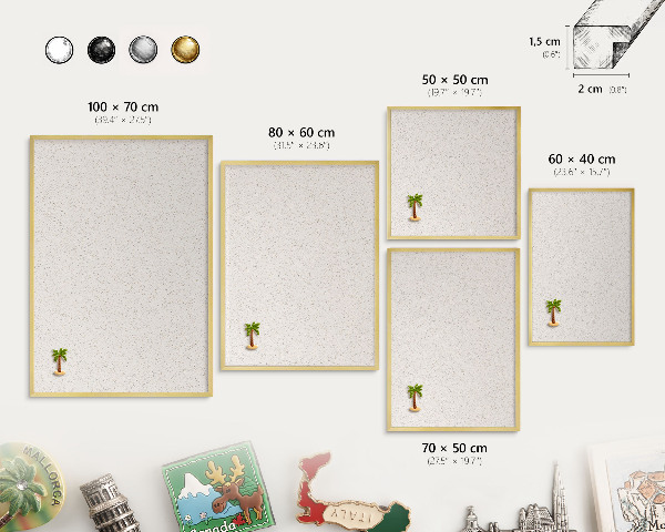 Tableau pour aimants cadre doré De minuscules points