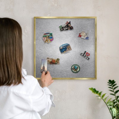 Tableau pour aimants cadre doré Surface métallique