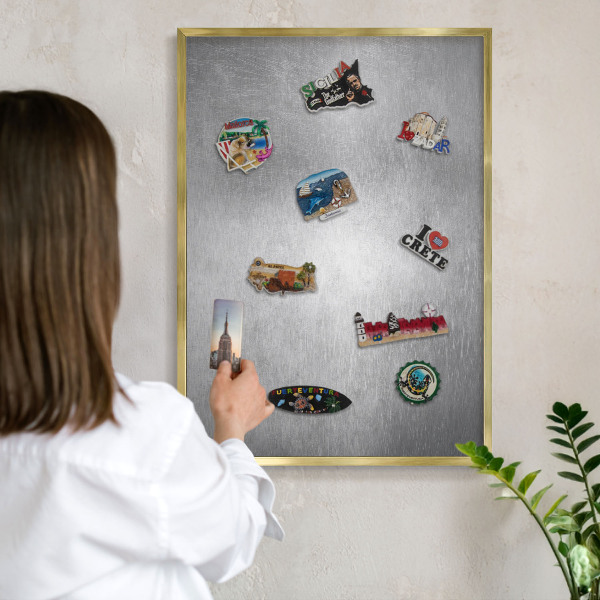 Tableau pour aimants cadre doré Surface métallique