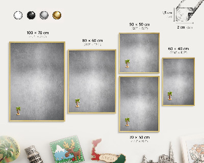 Tableau pour aimants cadre doré Surface métallique