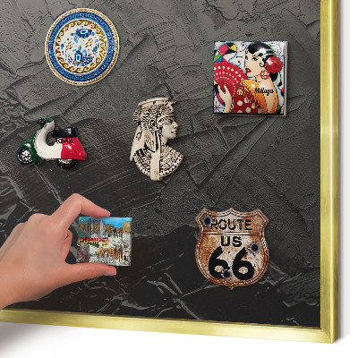 Tableau pour aimants cadre doré Noir texturé