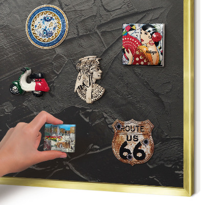 Tableau pour aimants cadre doré Noir texturé