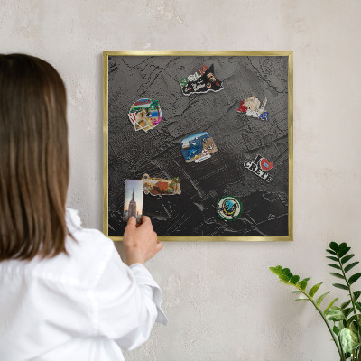 Tableau pour aimants cadre doré Noir texturé