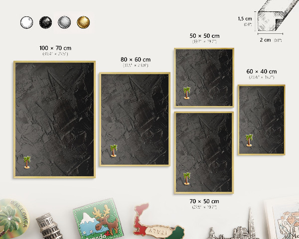 Tableau pour aimants cadre doré Noir texturé