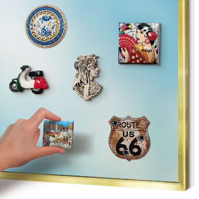 Tableau magnétique avec cadre de couleur dorée Ciel bleu