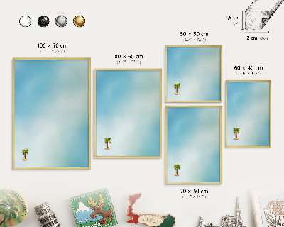 Tableau magnétique avec cadre de couleur dorée Ciel bleu