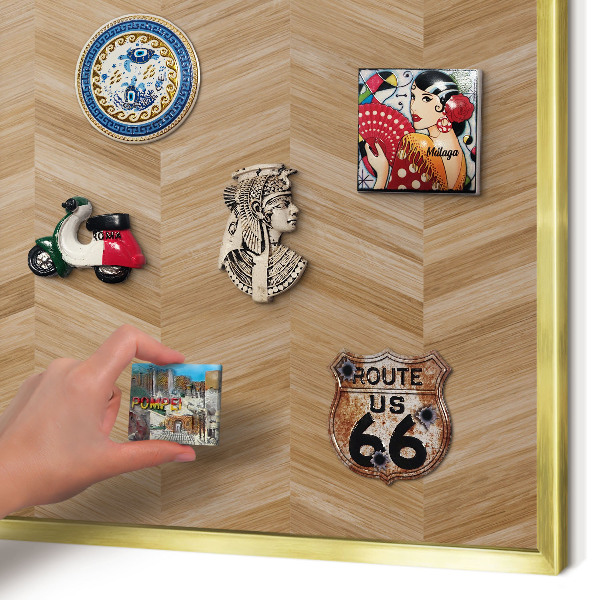 Tableau pour aimants cadre doré Chevrons en bois