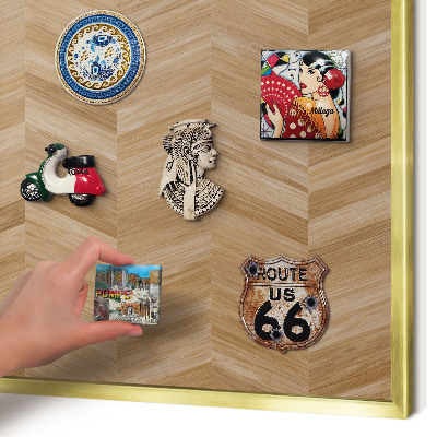 Tableau pour aimants cadre doré Chevrons en bois