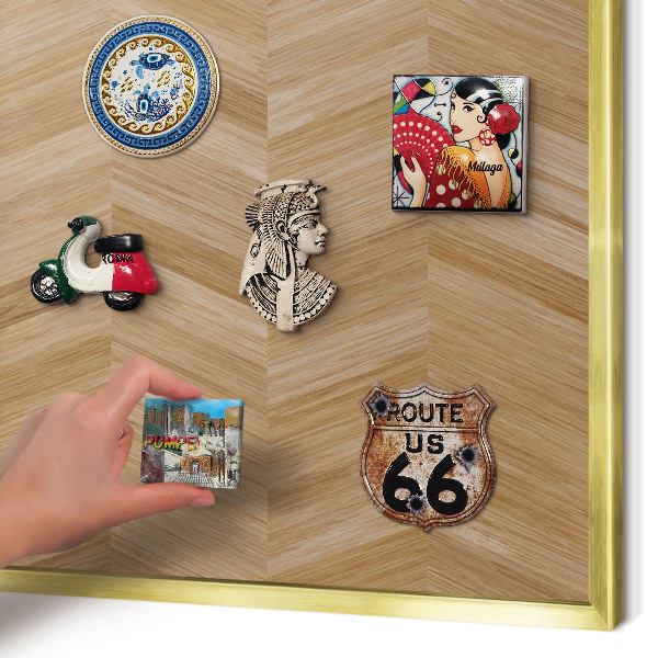 Tableau pour aimants cadre doré Chevrons en bois