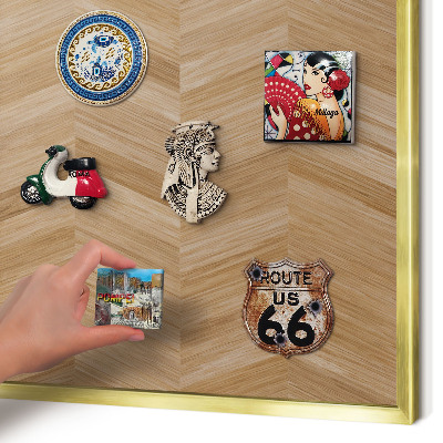 Tableau pour aimants cadre doré Chevrons en bois