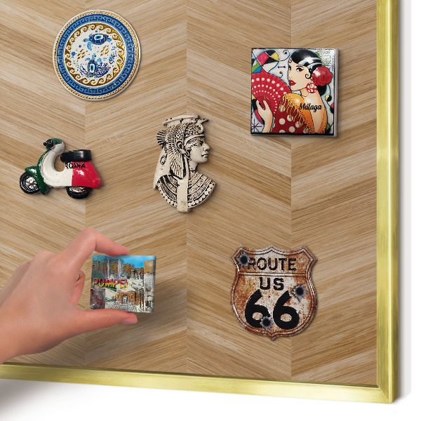 Tableau pour aimants cadre doré Chevrons en bois