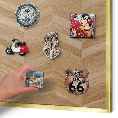Tableau pour aimants cadre doré Chevrons en bois
