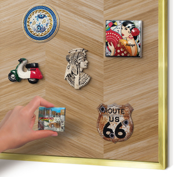 Tableau pour aimants cadre doré Chevrons en bois