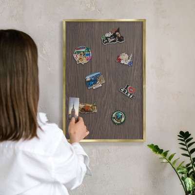 Tableau magnétique avec cadre de couleur dorée Bois naturel