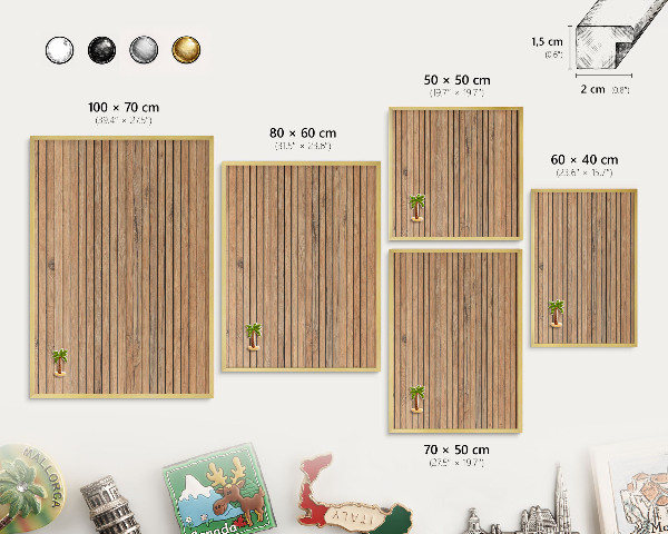 Tableau pour aimants cadre doré Planches de bois