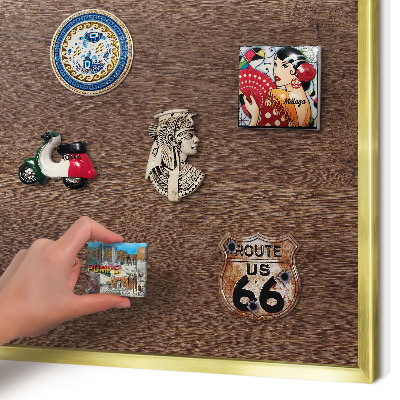 Tableau pour aimants cadre doré Bois brun