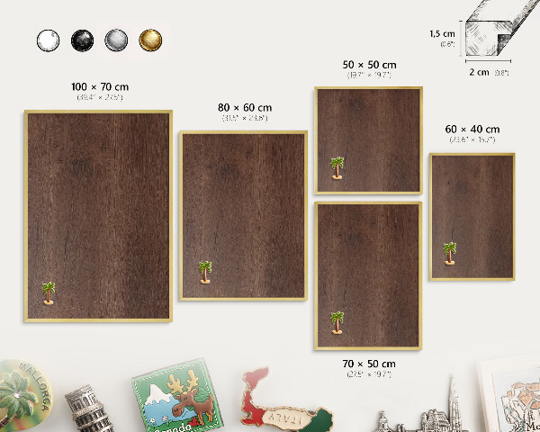 Tableau pour aimants cadre doré Bois brun