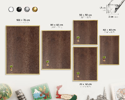 Tableau pour aimants cadre doré Bois brun