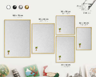 Tableau magnétique avec cadre de couleur dorée Texture blanche