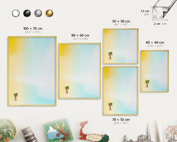Tableau magnétique avec cadre de couleur dorée Détente pastel