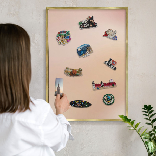 Tableau pour aimants cadre doré Beige doux
