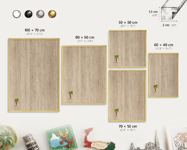 Tableau pour aimants cadre doré Fond en bois