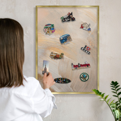 Tableau magnétique avec cadre de couleur dorée Abstraction élégante