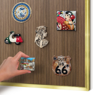 Tableau magnétique avec cadre de couleur dorée Fond en bois