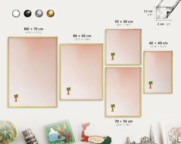 Tableau pour aimants cadre doré Charme pastel