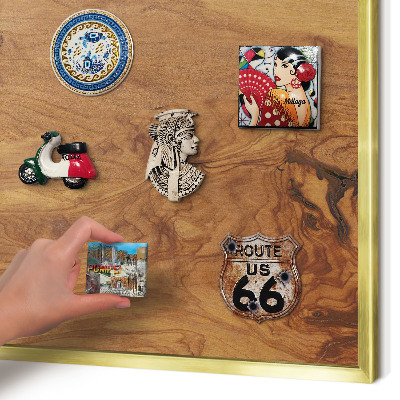 Tableau magnétique avec cadre de couleur dorée Bois naturel
