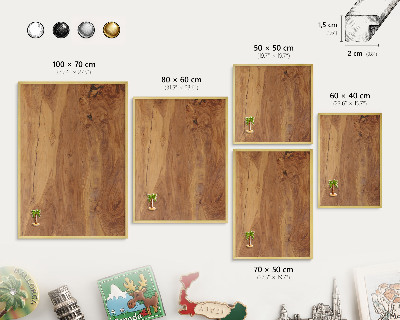 Tableau magnétique avec cadre de couleur dorée Bois naturel