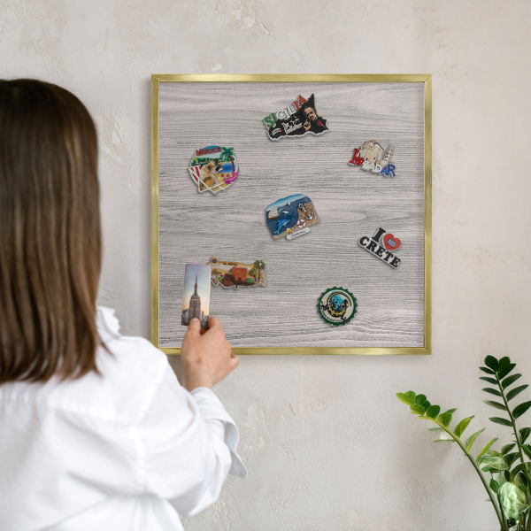 Tableau pour aimants cadre doré Texture bois