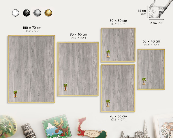 Tableau pour aimants cadre doré Texture bois