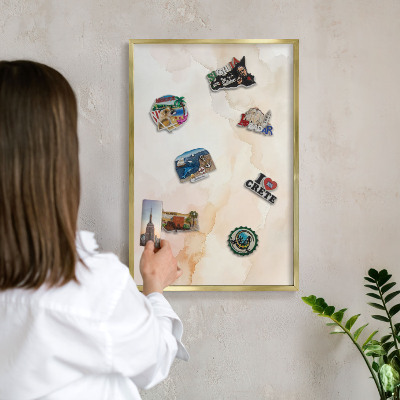 Tableau pour aimants cadre doré Paix pastel