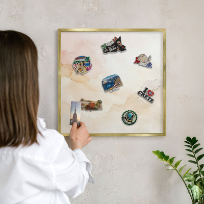 Tableau pour aimants cadre doré Paix pastel