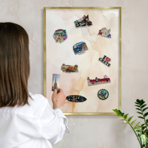 Tableau pour aimants cadre doré Paix pastel
