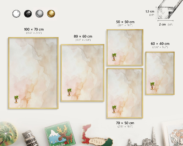 Tableau pour aimants cadre doré Paix pastel