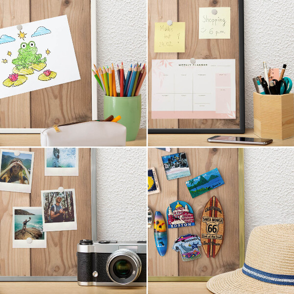 Tableau magnétique avec cadre de couleur dorée Texture bois